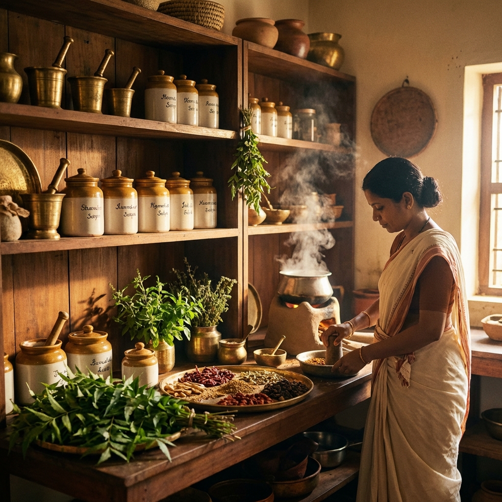 Heritage ingredients in a traditional kitchen